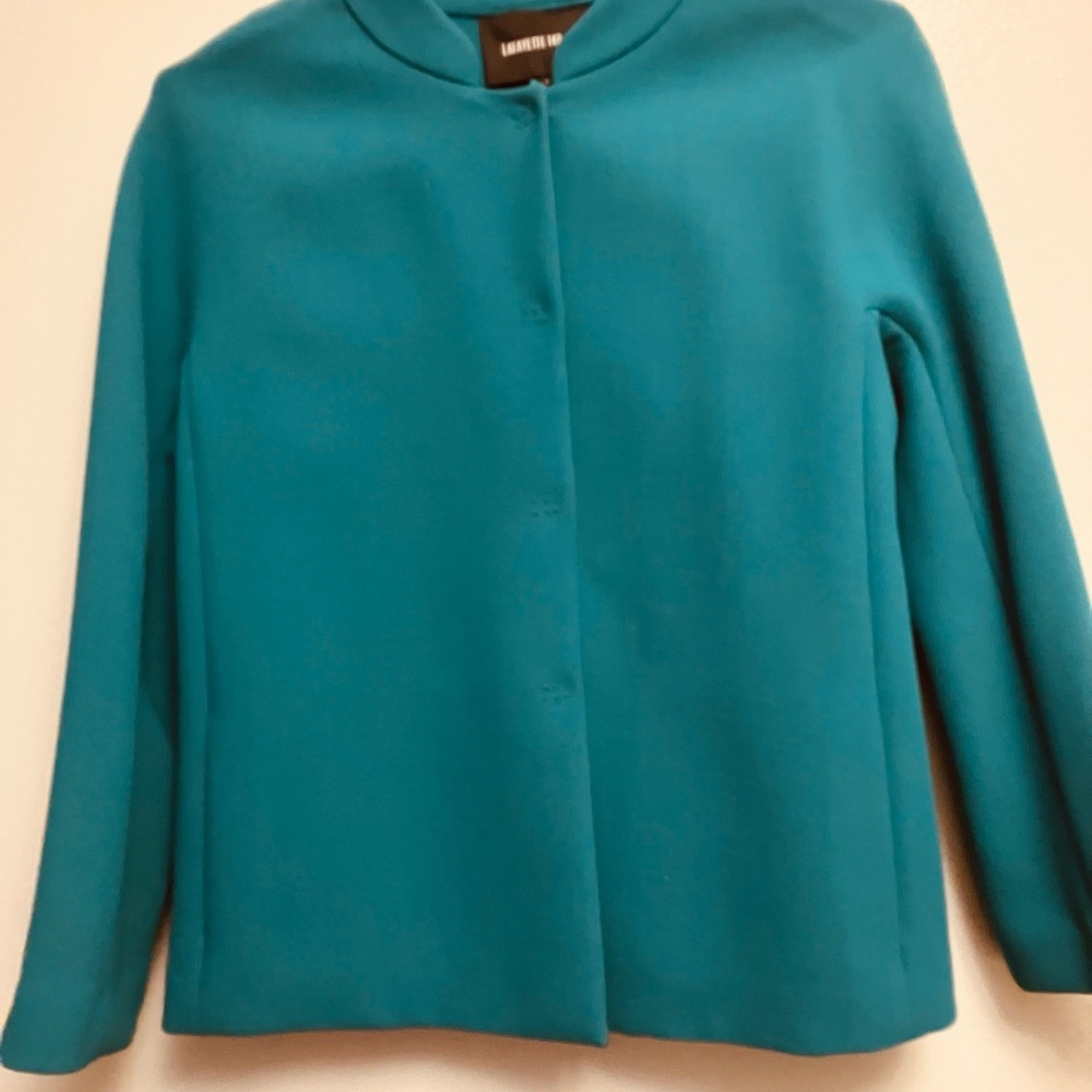 Teal Long-Sleeve Jacket with Mandarin Collar 😊❤️
